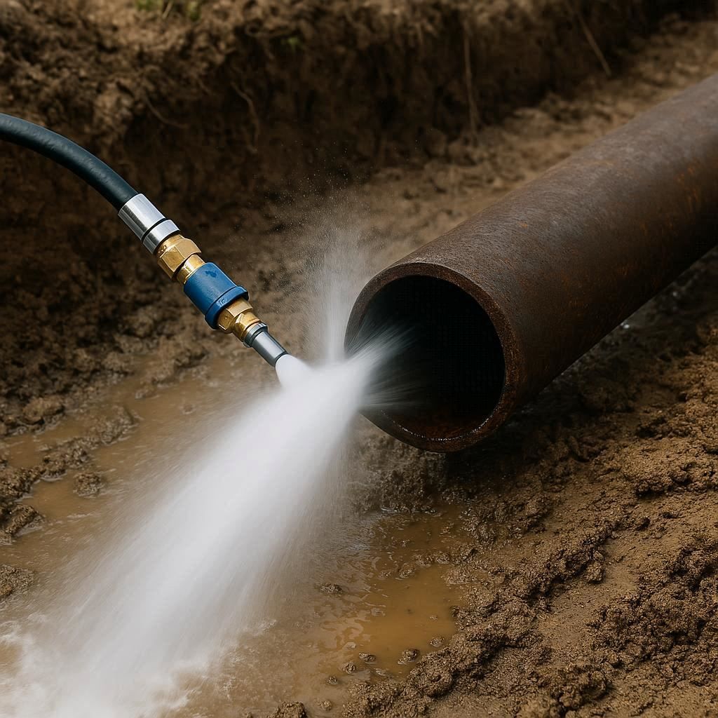 Гидродинамическая прочистка водопроводных труб в Петергофе
