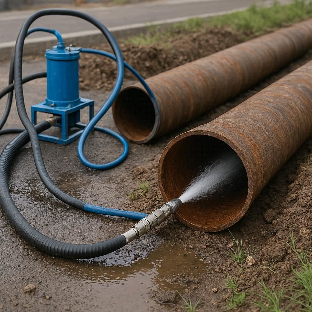 Гидродинамическая прочистка водопроводных труб в Петергофе